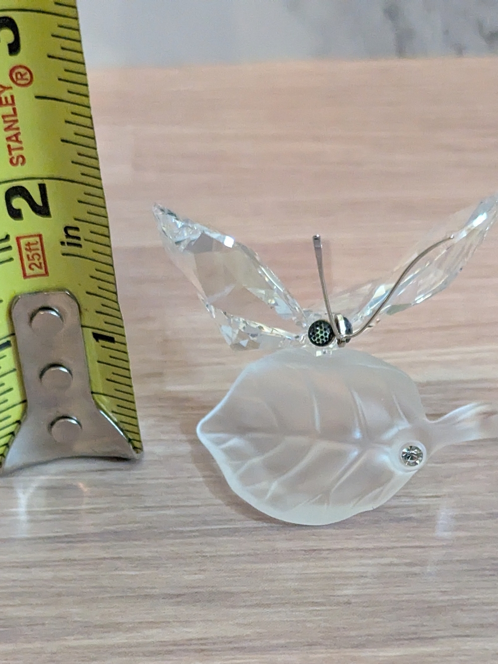 Swarovski Crystal Butterfly on Frosted Leaf